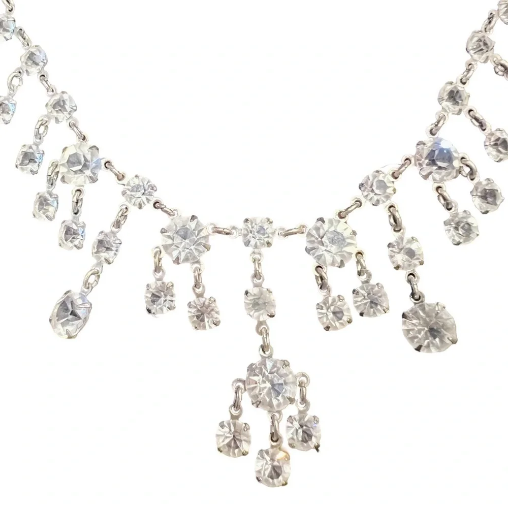 Beautiful Vintage Art Deco 15” Bridal Necklace